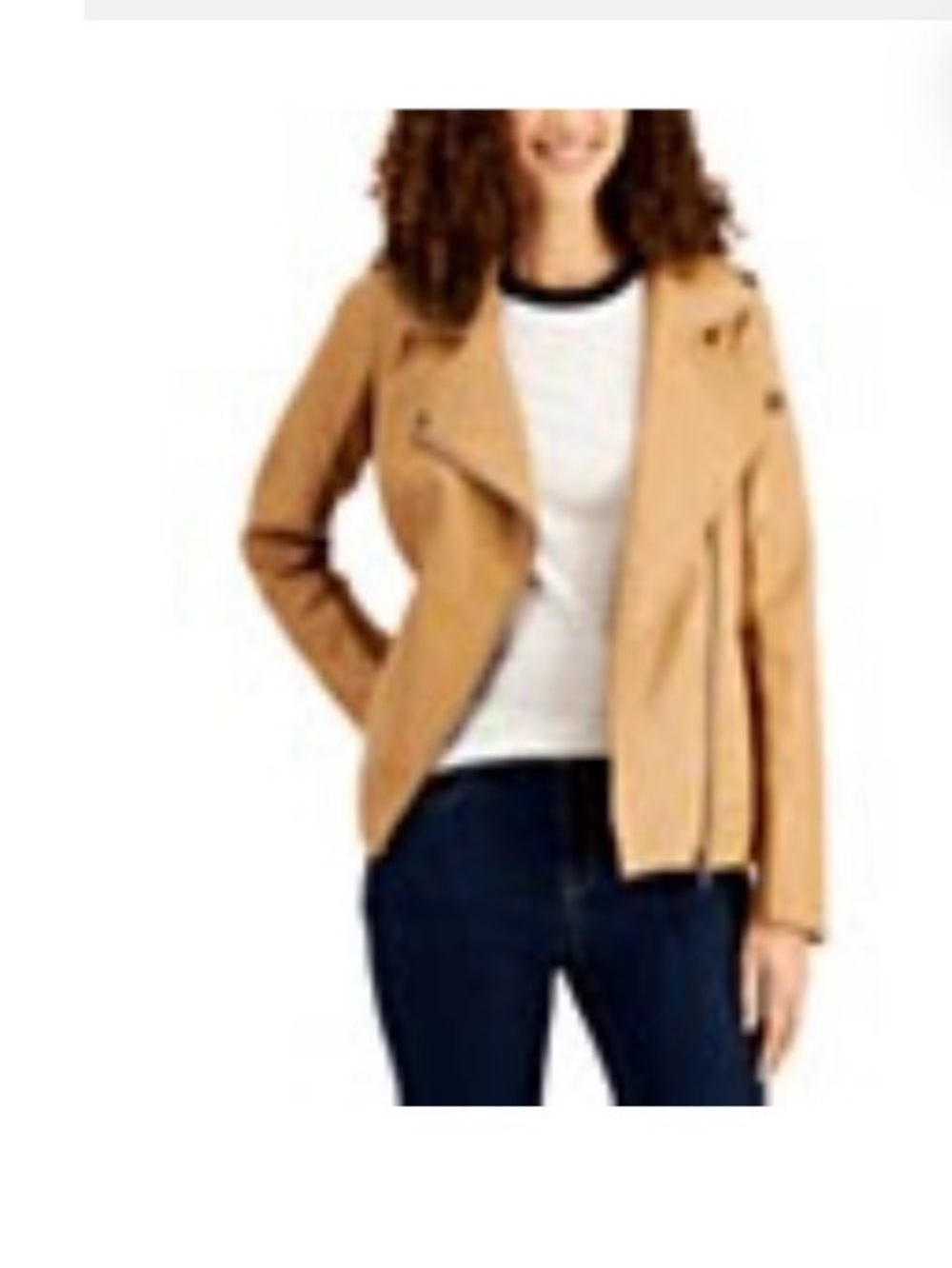 Style & Co. Women’s Tan Moto Leather Jacket